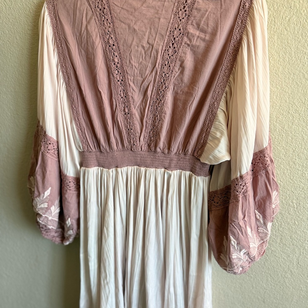 NWT Free People Lace Embroidered Boho Mini Dress Beachy Spring Feminine - Picture 11 of 14